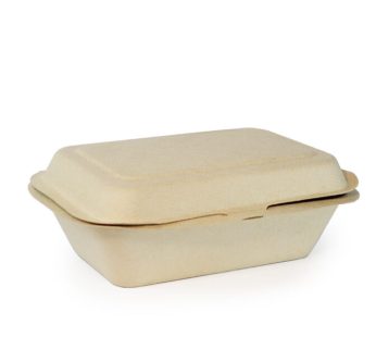 600ml/7.25 x 5.1 x 2.5″ Sugarcane Clamshell