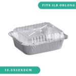 1 Lb Aluminum Oblong Tray Dome Lid