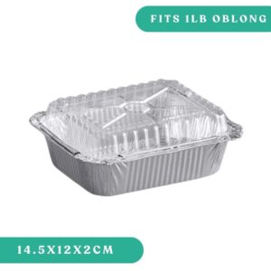 1 Lb Aluminum Oblong Tray Dome Lid