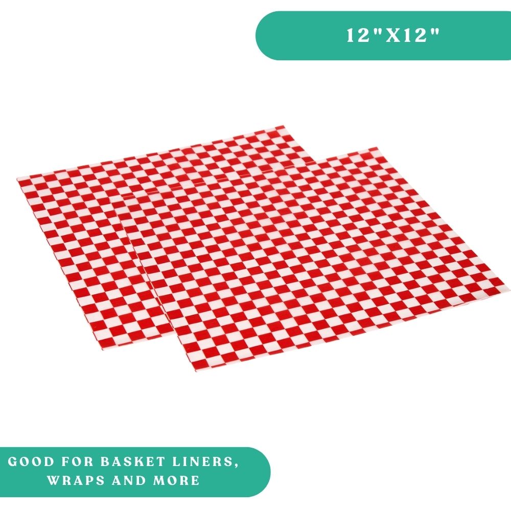 12x12 Red Checkered Greaseproof Paper