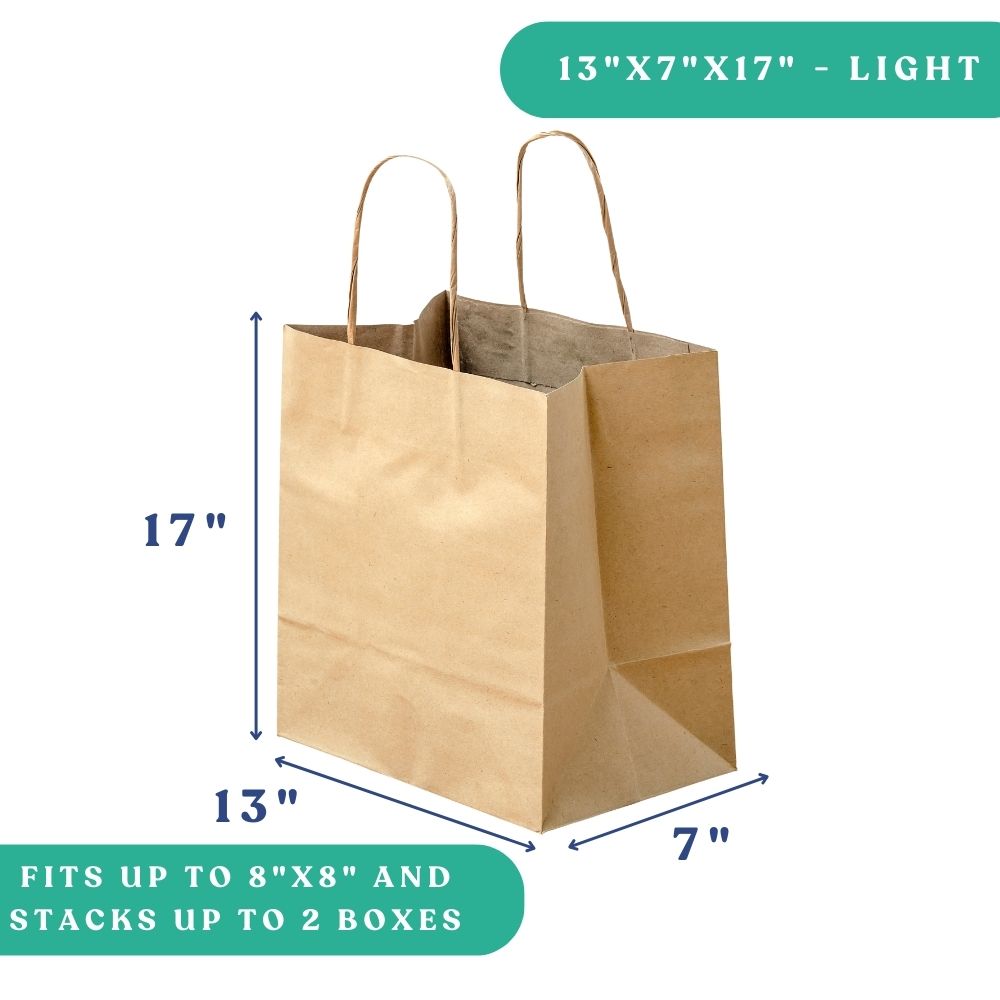 13x7x17 Twisted Handel Paper Bags Medium Weight in Canada