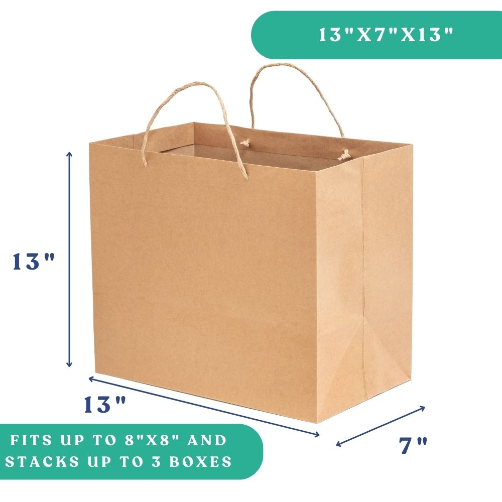 13×7×13″ Kraft Twisted‑Handle Bags