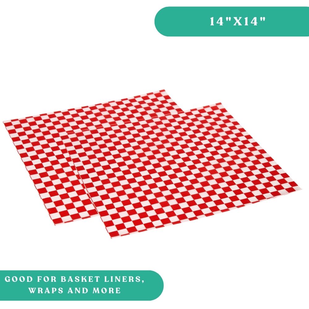 14" x 14" Red Checkered Food Wrap Sheets