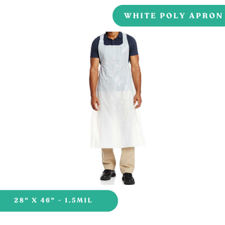 28 x 46 White Poly Apron 1.5Mil