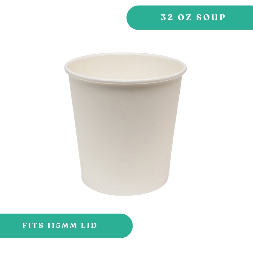 32oz White Paper Soup Cup