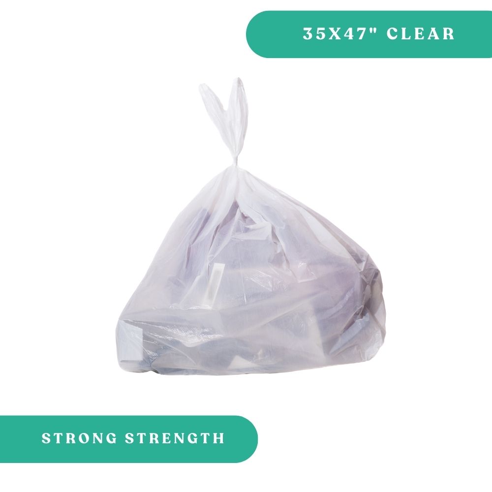 35x47 Clear Garbage Bags Strong
