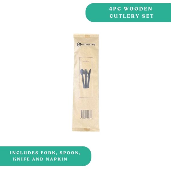 4 Pc Wooden Cutlery Set - F,K,S,N