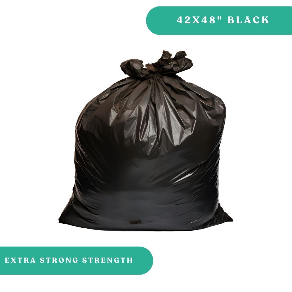 42×48″ Black Garbage Bags Extra Strong