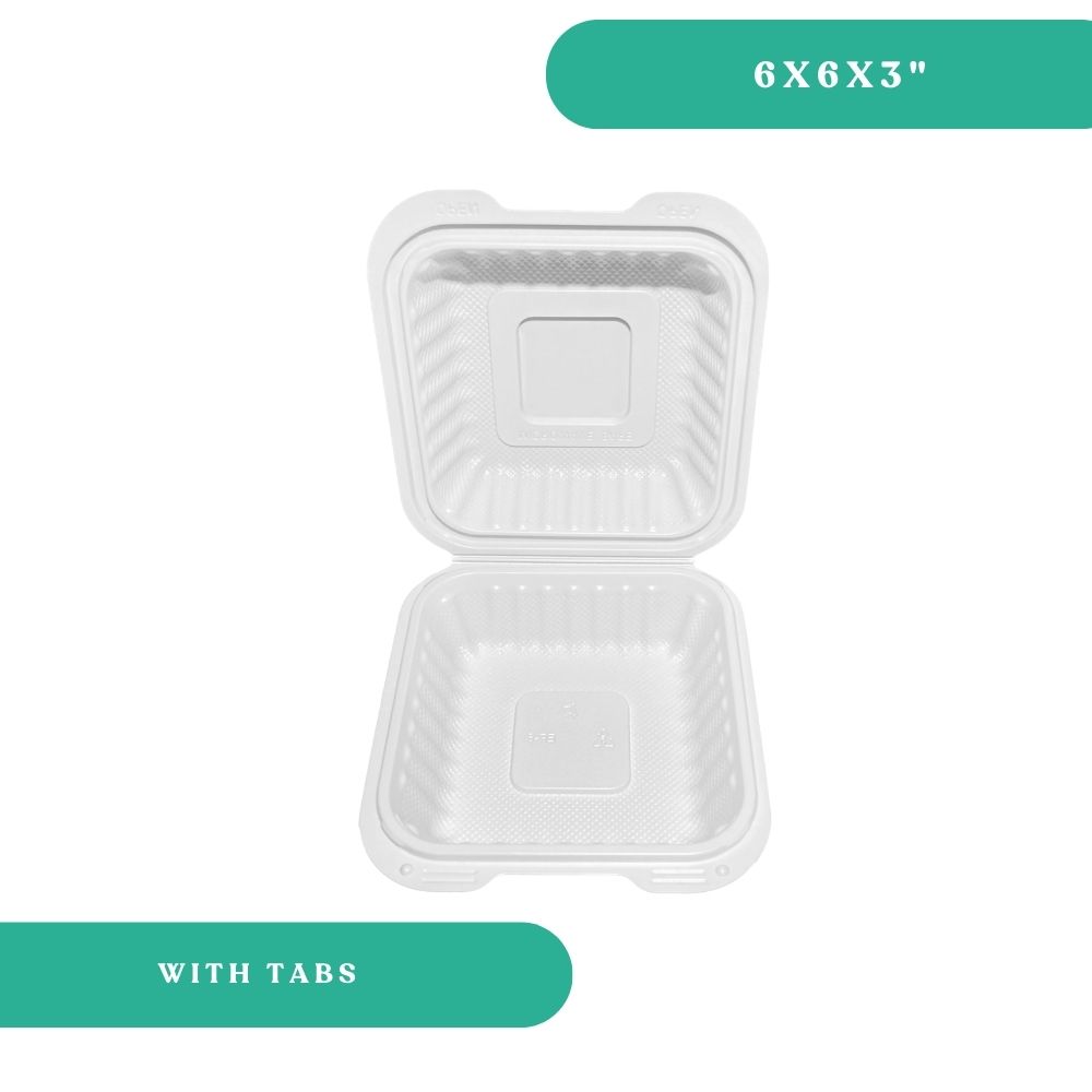 6" x 6" x 3" PP Clamshell