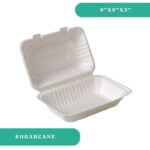 9x6x3" Sugarcane Clamshell
