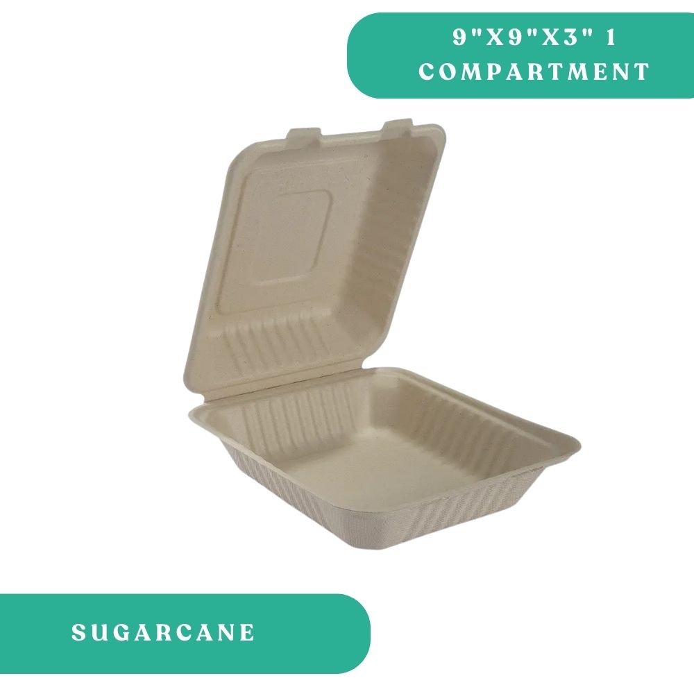9x9x3 1-Compartment Sugarcane Clamshell Toronto
