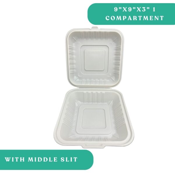 9x9x3" 1 Compartment Plastic Clamshell with Slit