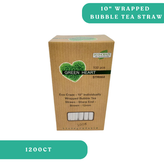 Individually Wrapped Bubble Tea Straws 8" Paper