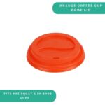 Orange Dome Coffee Lid - Fits 8oz Squat, 10 - 20oz