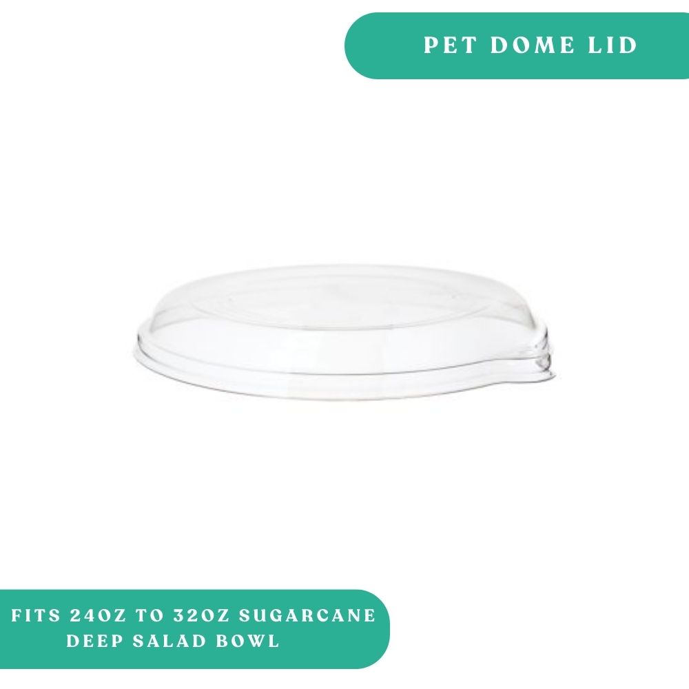 PET Dome Lid 24 to 32 oz Sugarcane Bowl
