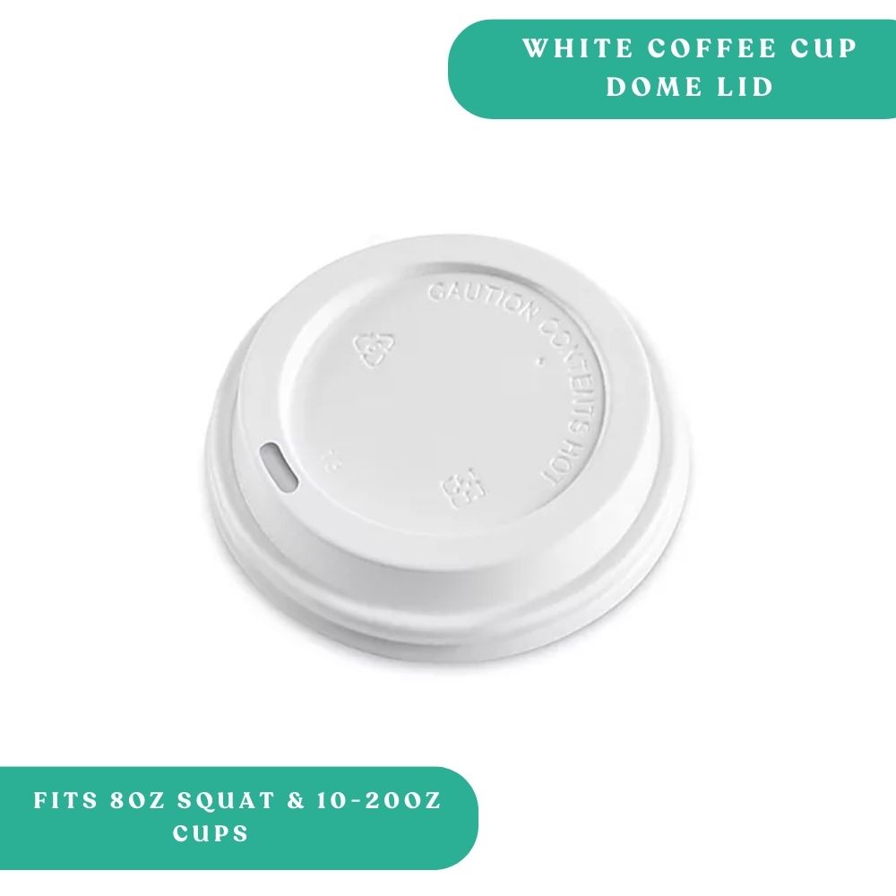 White Dome Coffee Lid Fits 8oz Squat 10–20oz