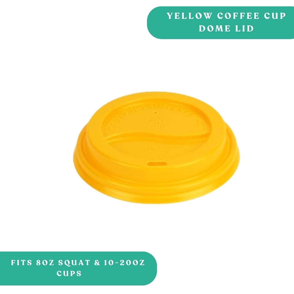 Yellow Dome Coffee Lid Fits 8oz Squat 10oz to 20oz