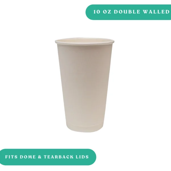 10oz Double Walled Coffee Cups - White