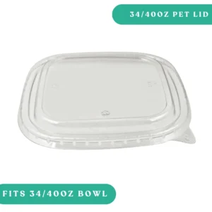 34oz/40oz Square Kraft Salad Bowl PET Lid