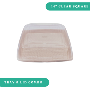 Sabert 14" Clear Square Catering Tray + Lid Combo Set