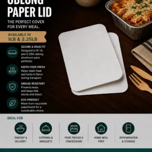 1 Lb Aluminum Oblong Paper Lid