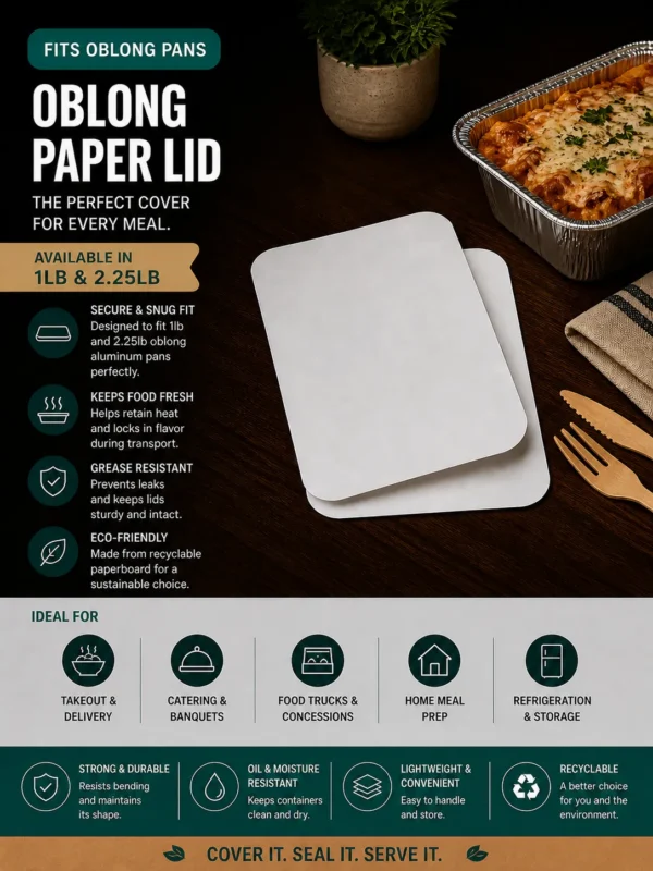 1 Lb Aluminum Oblong Paper Lid