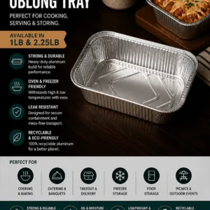 1 Lb Aluminum Oblong Tray