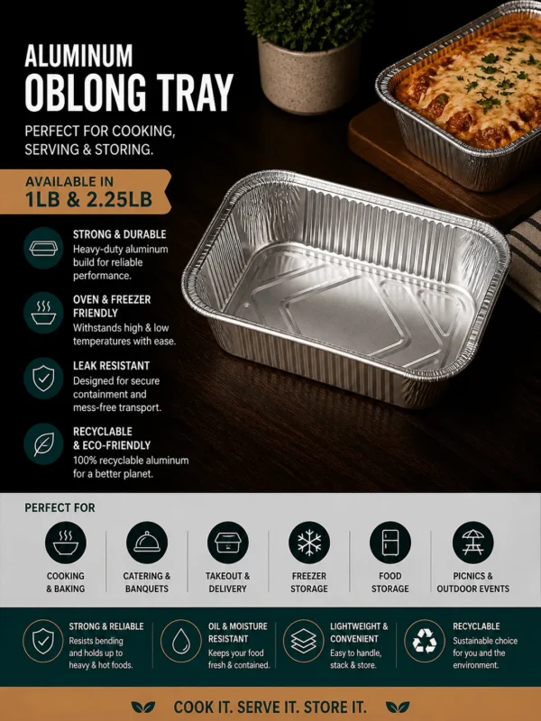 1 Lb Aluminum Oblong Tray