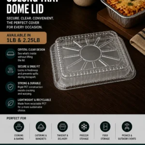 1 Lb and 2.25 lb Aluminum Oblong Tray Dome Lid