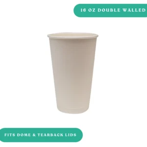 16oz Double Wall Coffee Cups - White