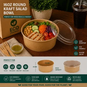 16oz Round Kraft Salad Bowl