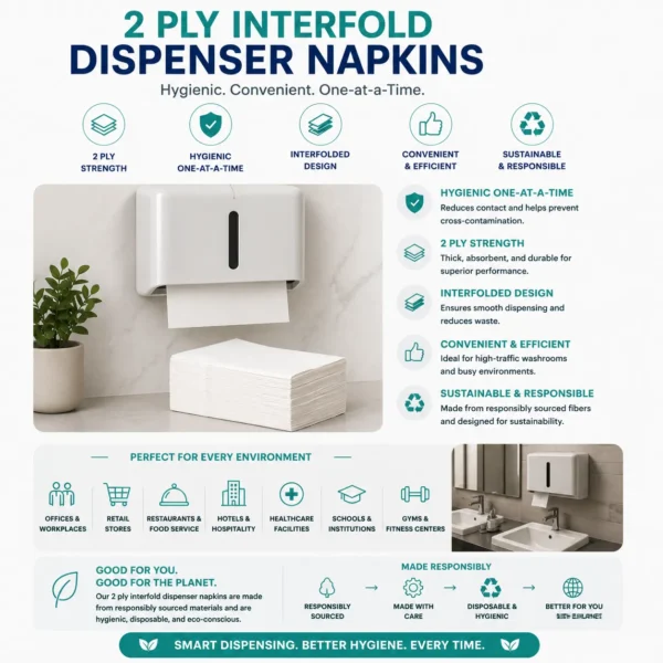 2 Ply Interfold Dispenser Napkins