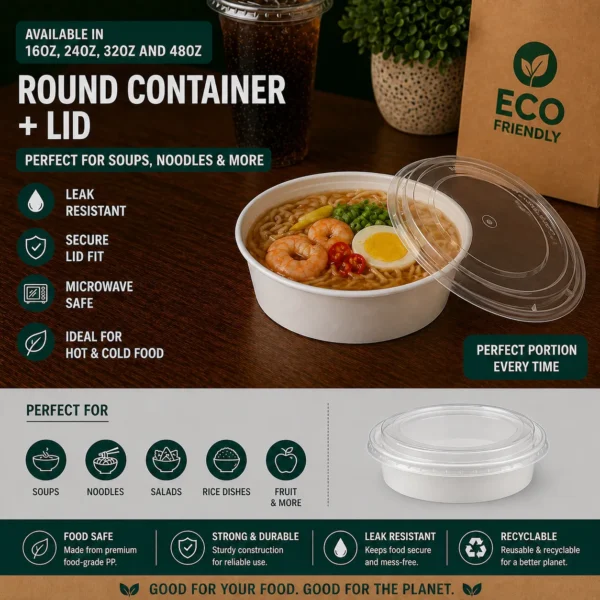 24oz Round Container + Lid (7")