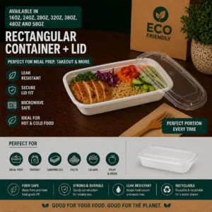 28oz Rectangular Container + Lid