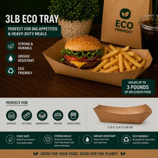 3 Lb Kraft Food Tray
