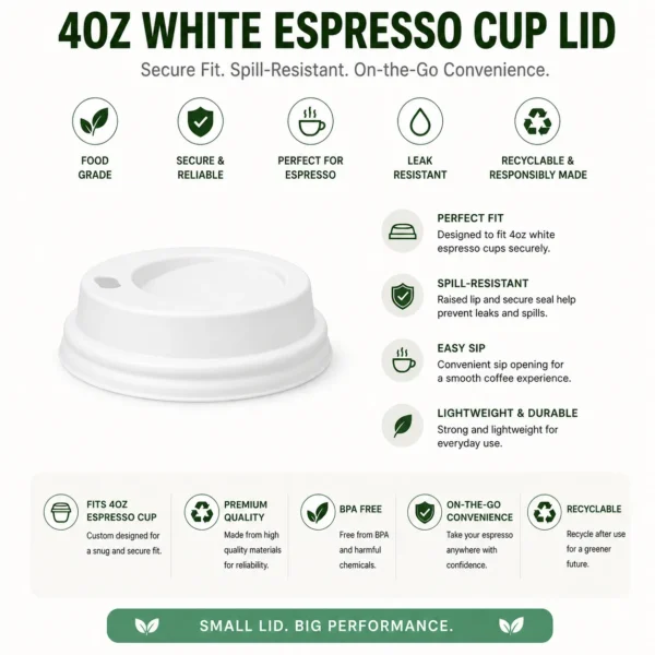 4oz White Espresso Coffee Cup Lid