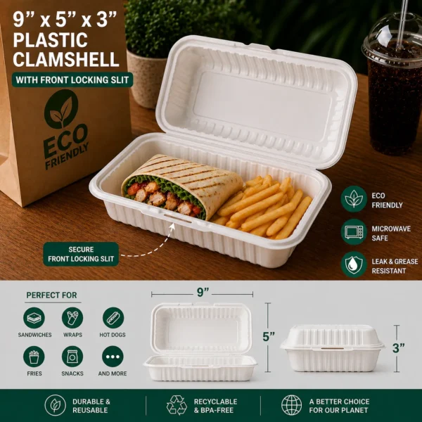 9x5x3" Plastic Clamshell with Slit
