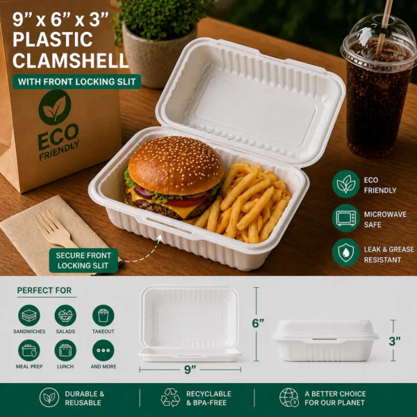 9x6x3" Plastic Clamshell with Slit