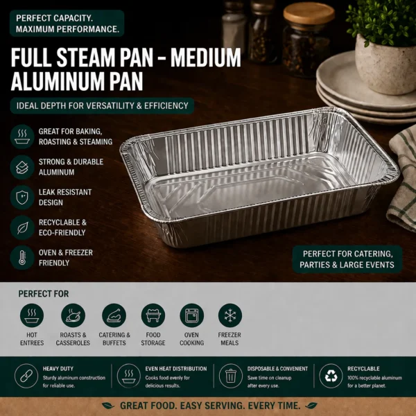 Aluminum Full Steam Pan - Medium