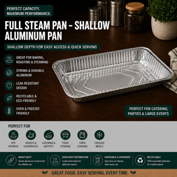 Aluminum Full Steam Pan - Shallow