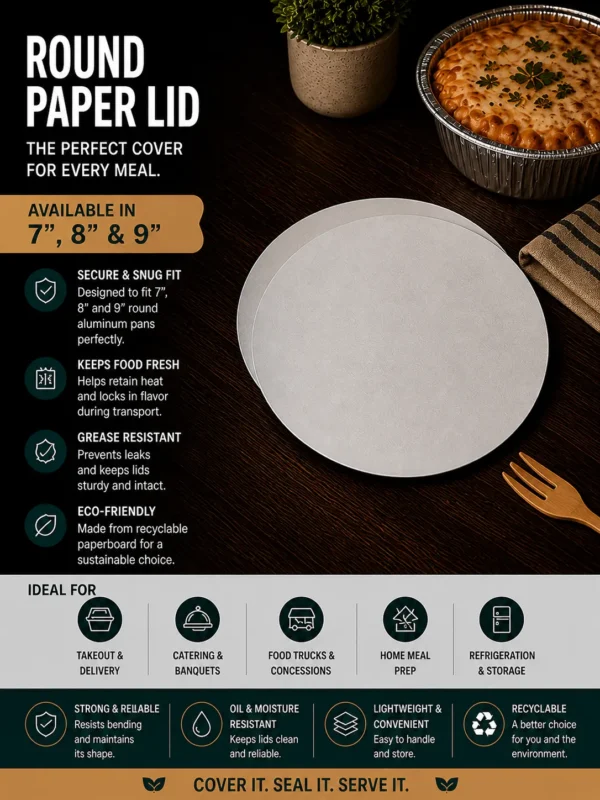 7" Aluminum Round Pan Flat Paper Lid