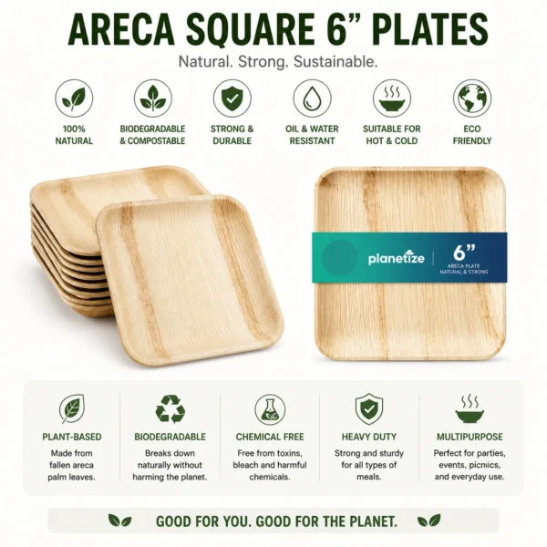 Areca Square 6" Plates