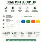 Green Dome Coffee Lid – Fits 8oz Squat, 10 – 20oz