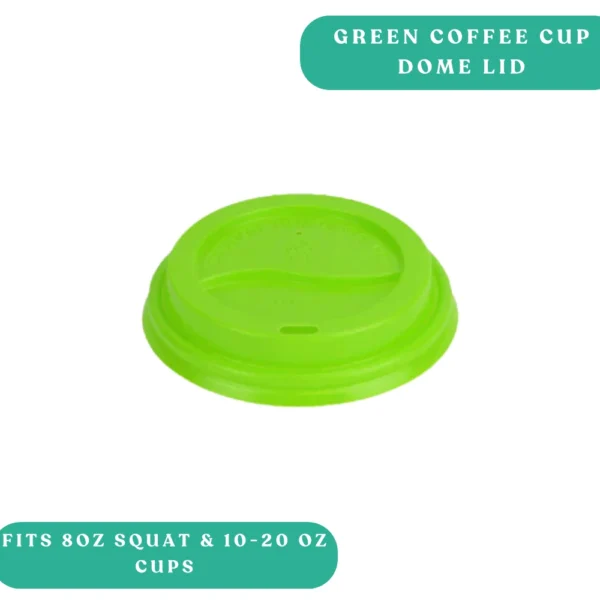 Green Dome Coffee Lid – Fits 8oz Squat, 10 – 20oz