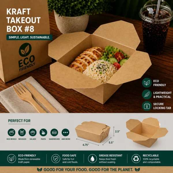 Kraft Paper Takeout Box #8