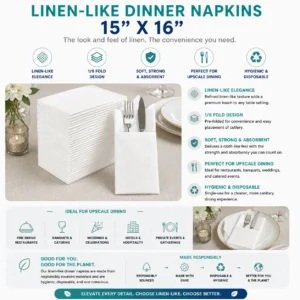 Linen-Like Dinner Napkins – 15×16″