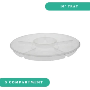 Pactiv - 16" 5Comp w/ Center Clear Round Catering Trays