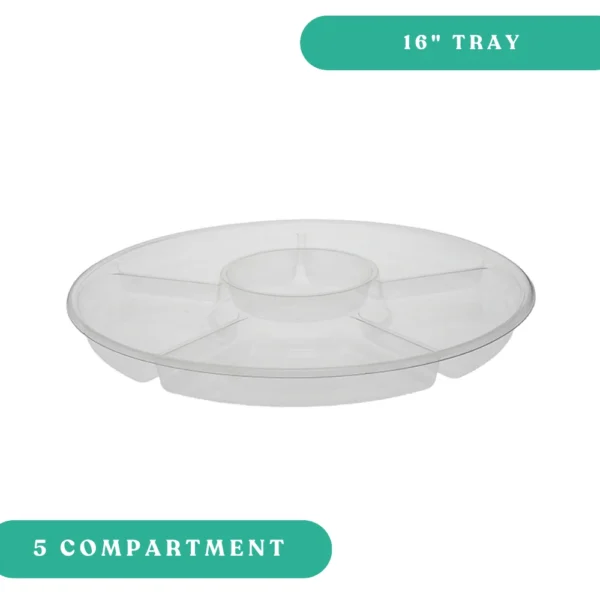 Pactiv - 16" 5Comp w/ Center Clear Round Catering Trays