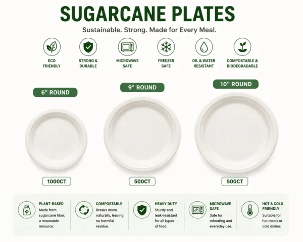 10" Round Sugarcane Plate