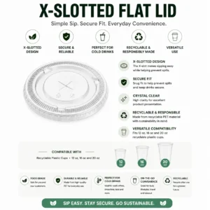 X-Slotted Lid for 12 to 20oz Recyclable Plastic Cup